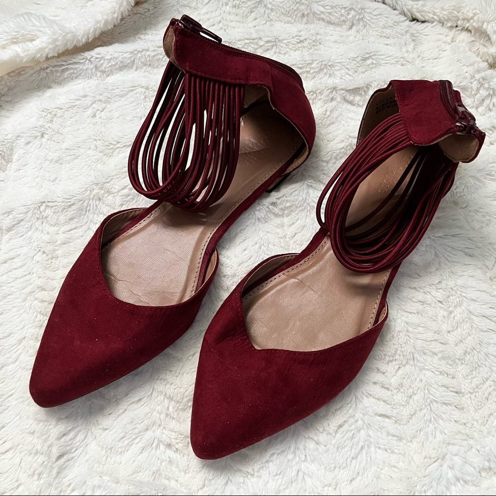 Charlotte Russe Burgundy Pointy Flats Sz 8